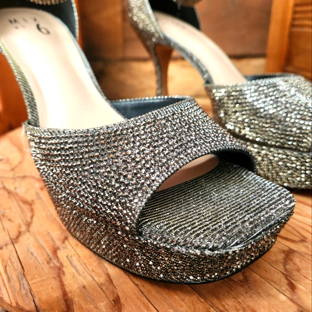 MIX NO.6 LAPEA PLATFORM RHINESTONE COVERED SANDALS/HEELS-SIZE 8.5 - Picture 2 of 12